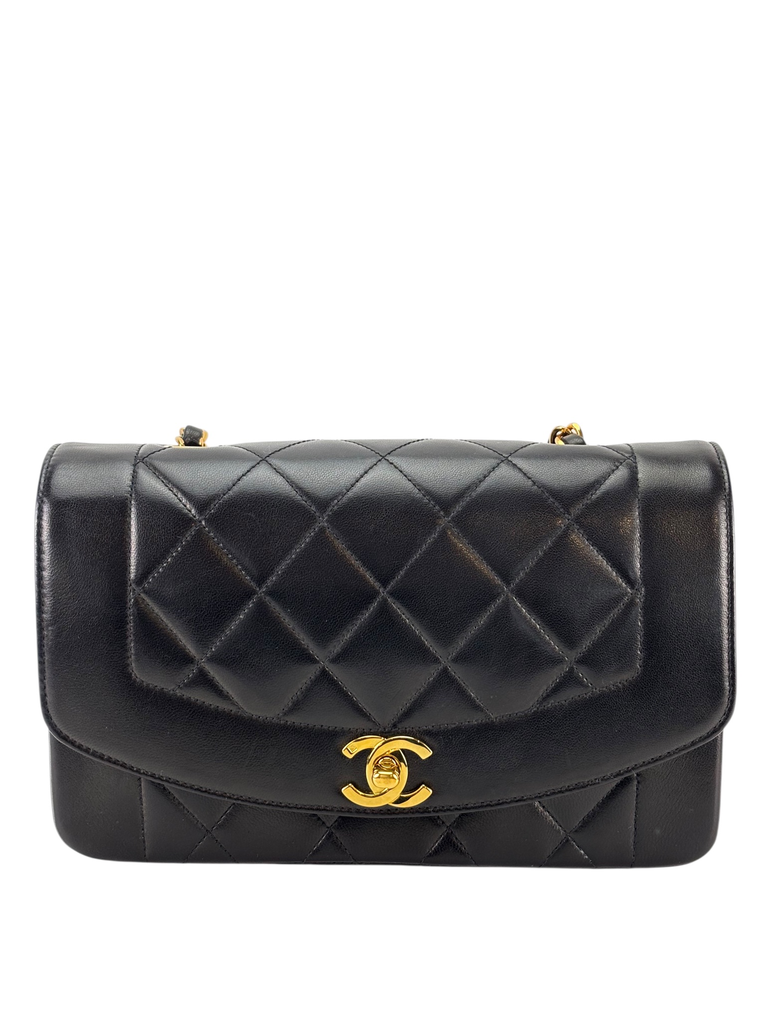 CHANEL - Black Lambskin Small Diana Shoulder Bag