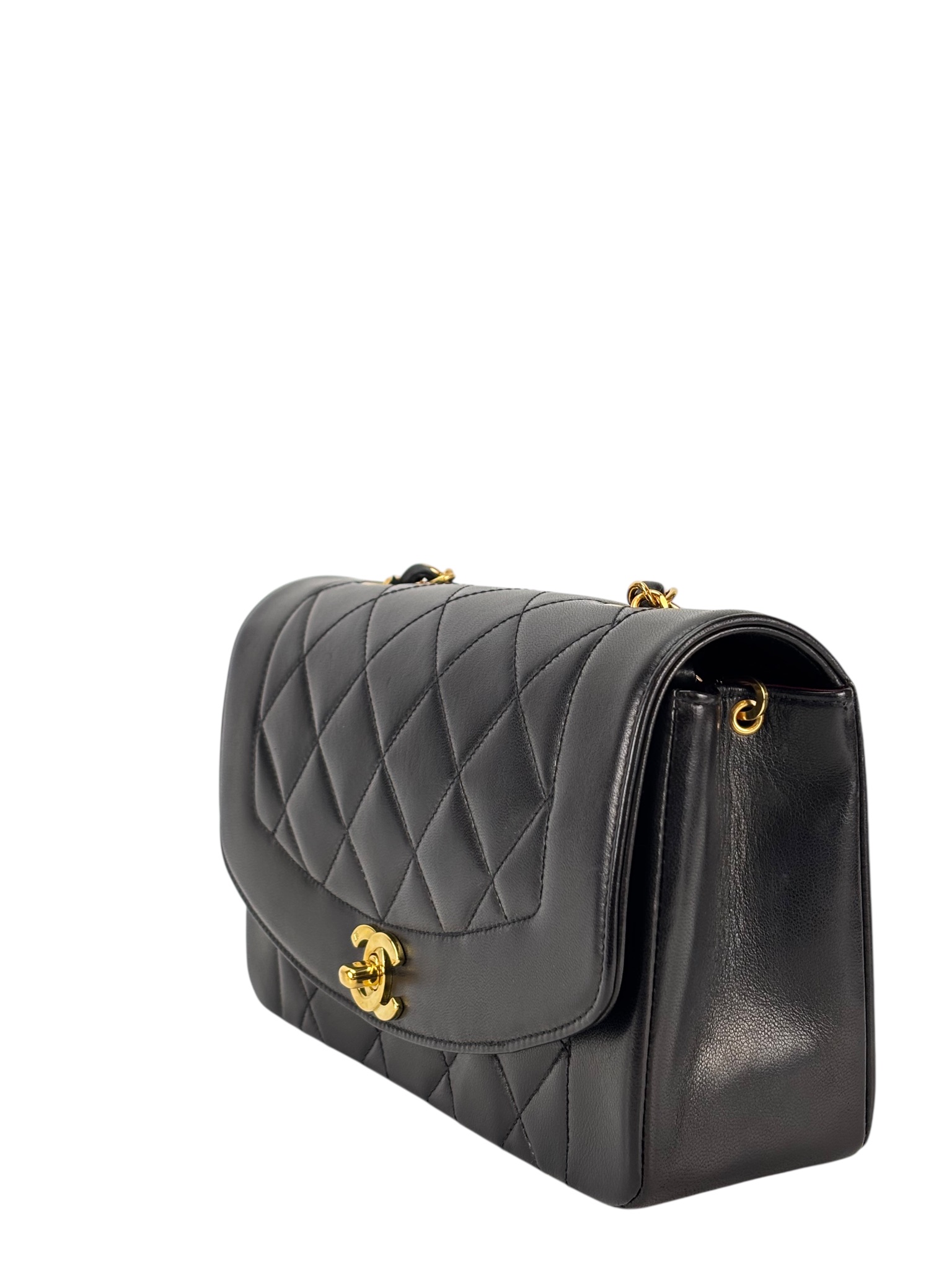CHANEL - Black Lambskin Small Diana Shoulder Bag