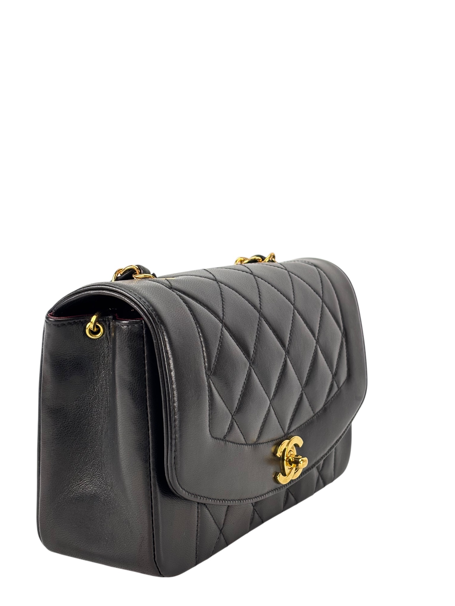 CHANEL - Black Lambskin Small Diana Shoulder Bag
