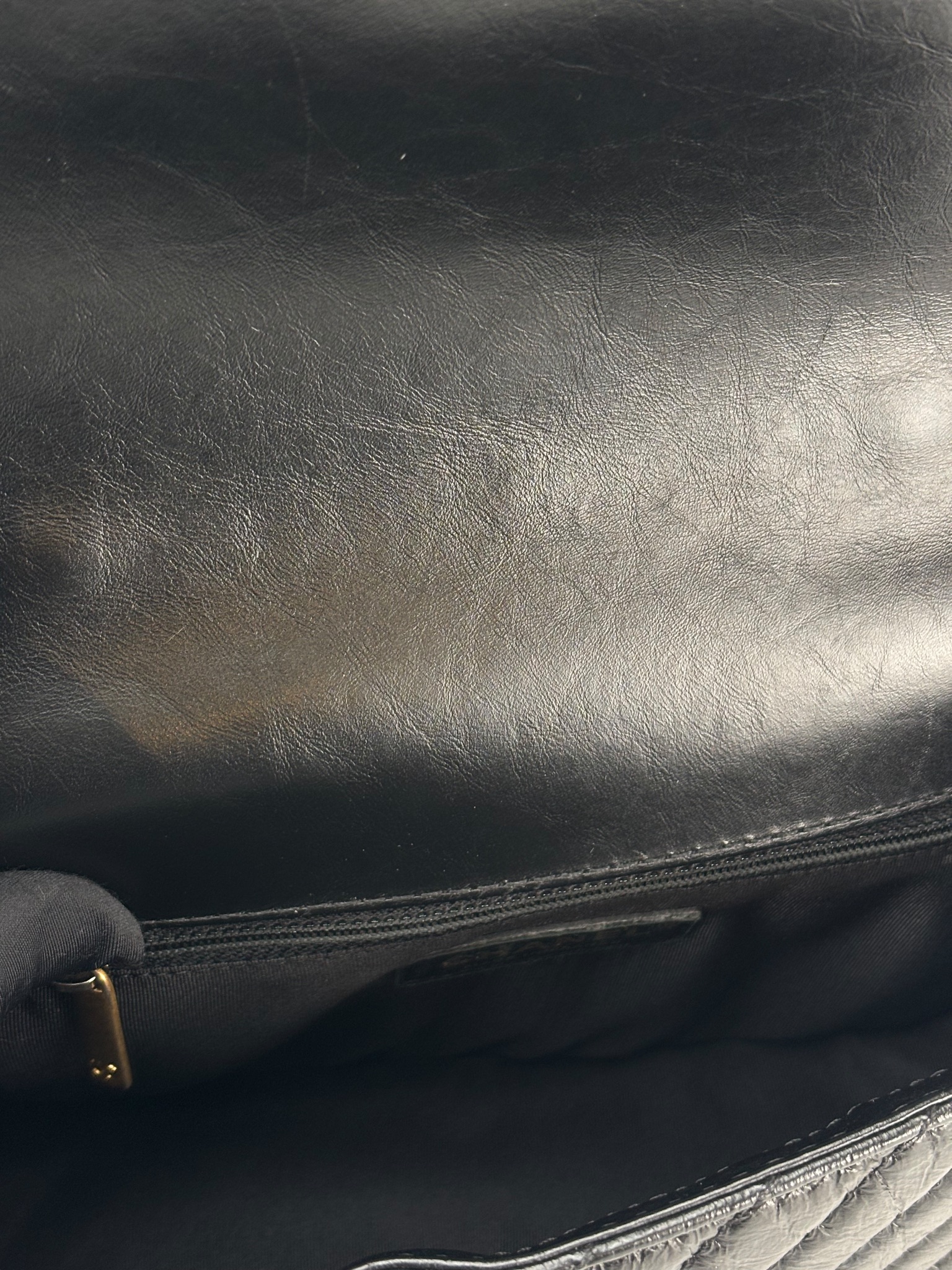 CHANEL - Black Calfskin Top Handle Flap Bag Chevron Crossbody Bag