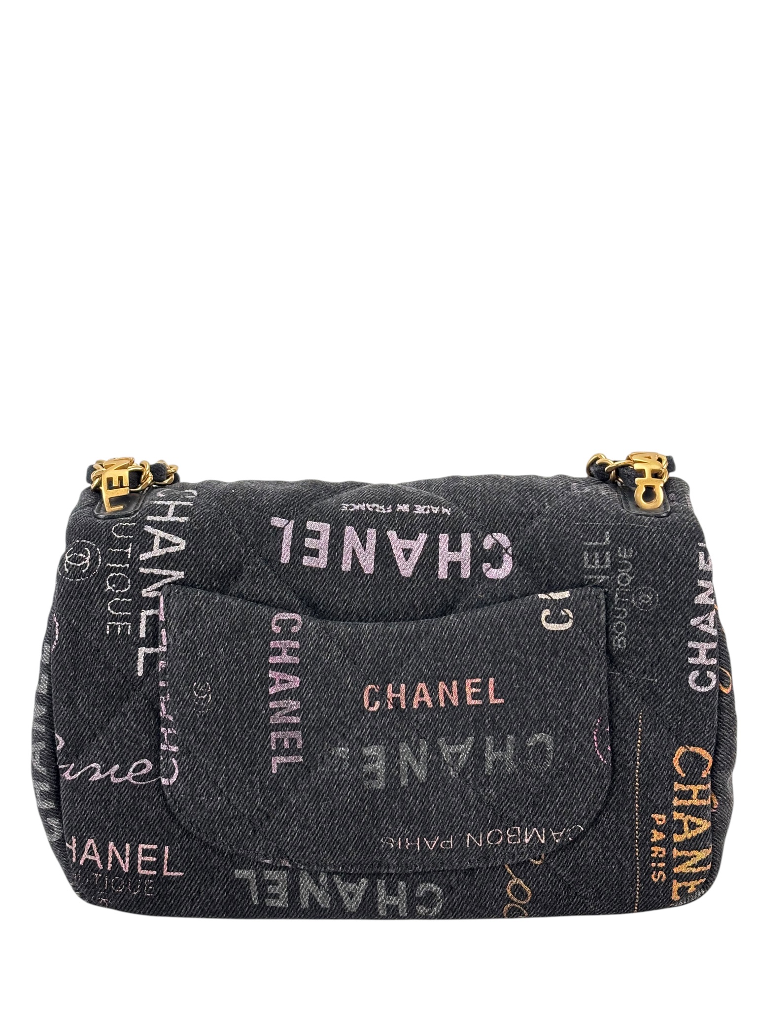 Black Multicolor Denim Mood Mini Rectangular Flap Bag