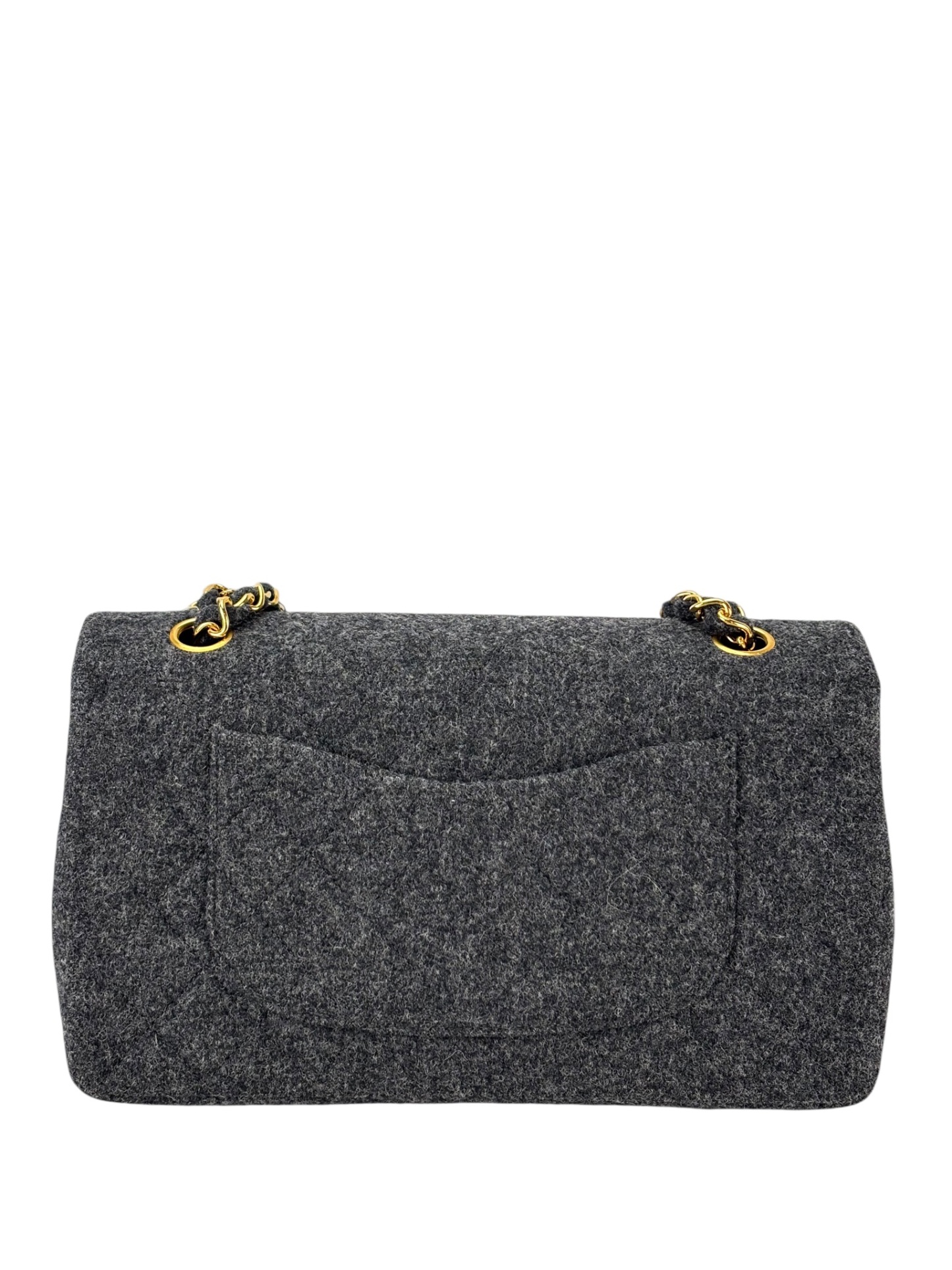 CHANEL - Medium Classic Double Flap Bag Grey Wool Felt (CF25)