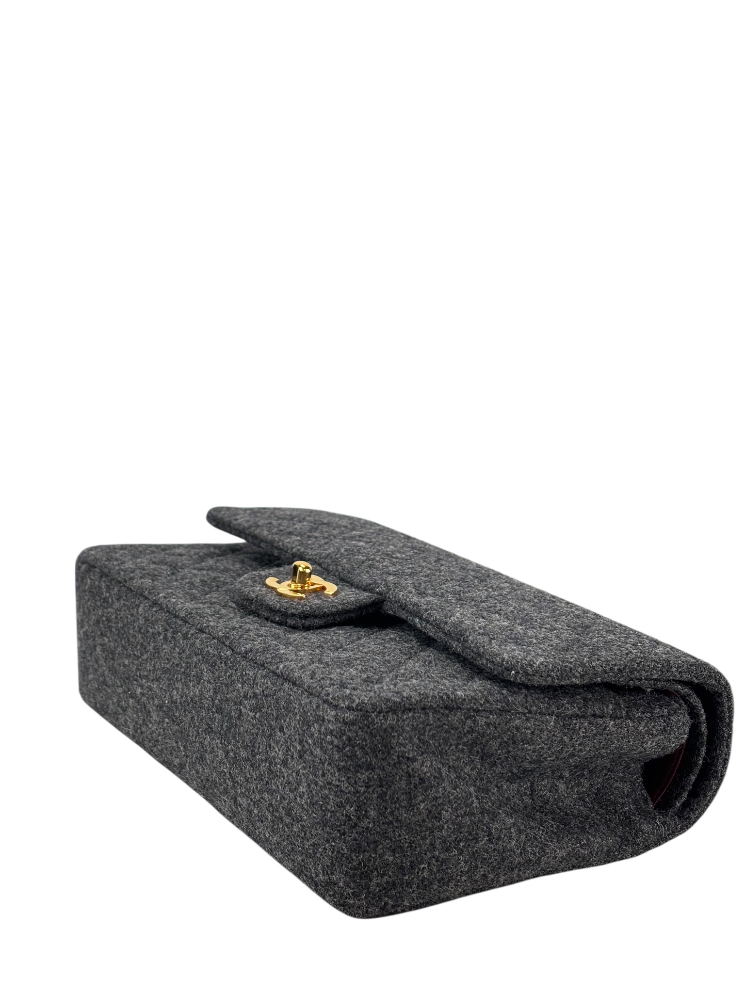 CHANEL - Medium Classic Double Flap Bag Grey Wool Felt (CF25)