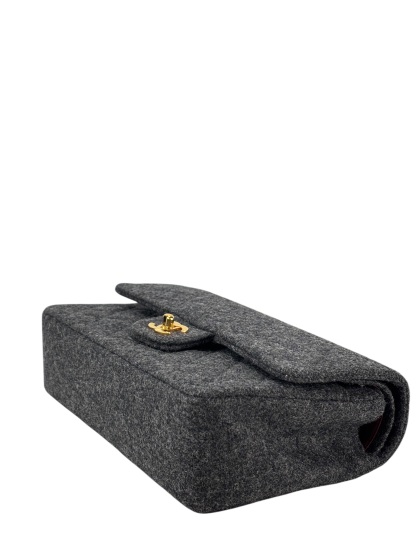 CHANEL - Medium Classic Double Flap Bag Grey Wool Felt (CF25)