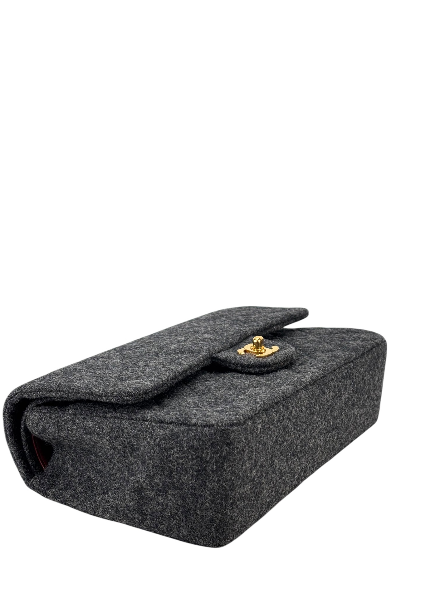 CHANEL - Medium Classic Double Flap Bag Grey Wool Felt (CF25)