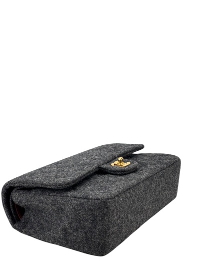 CHANEL - Medium Classic Double Flap Bag Grey Wool Felt (CF25)