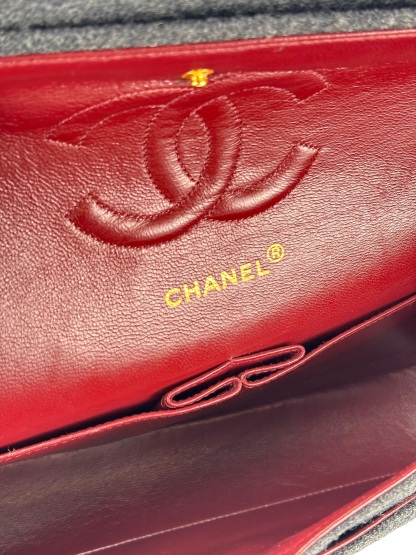 CHANEL - Medium Classic Double Flap Bag Grey Wool Felt (CF25)