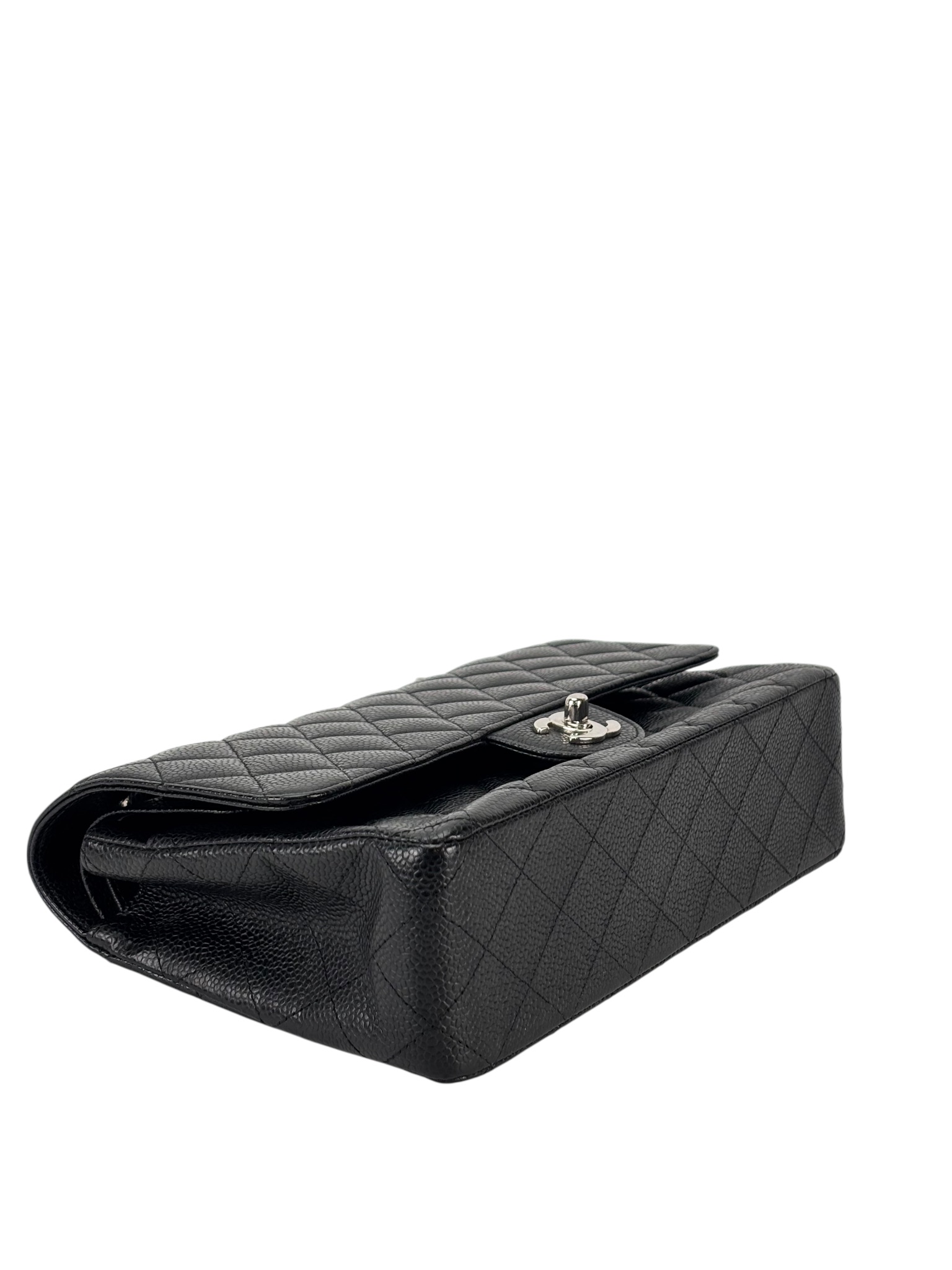 CHANEL - Medium Classic Double Flap Bag Black Caviar Sliver Hardware (CF25)