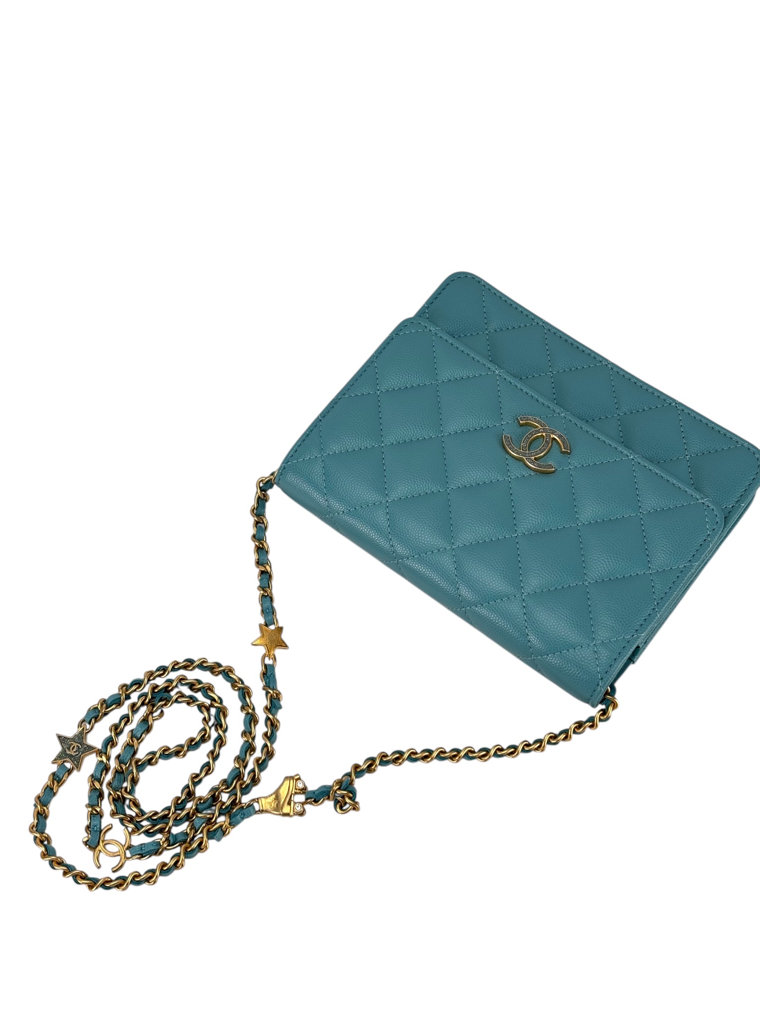 CHANEL - 24C Blue Caviar Roller Skate Chain WOC