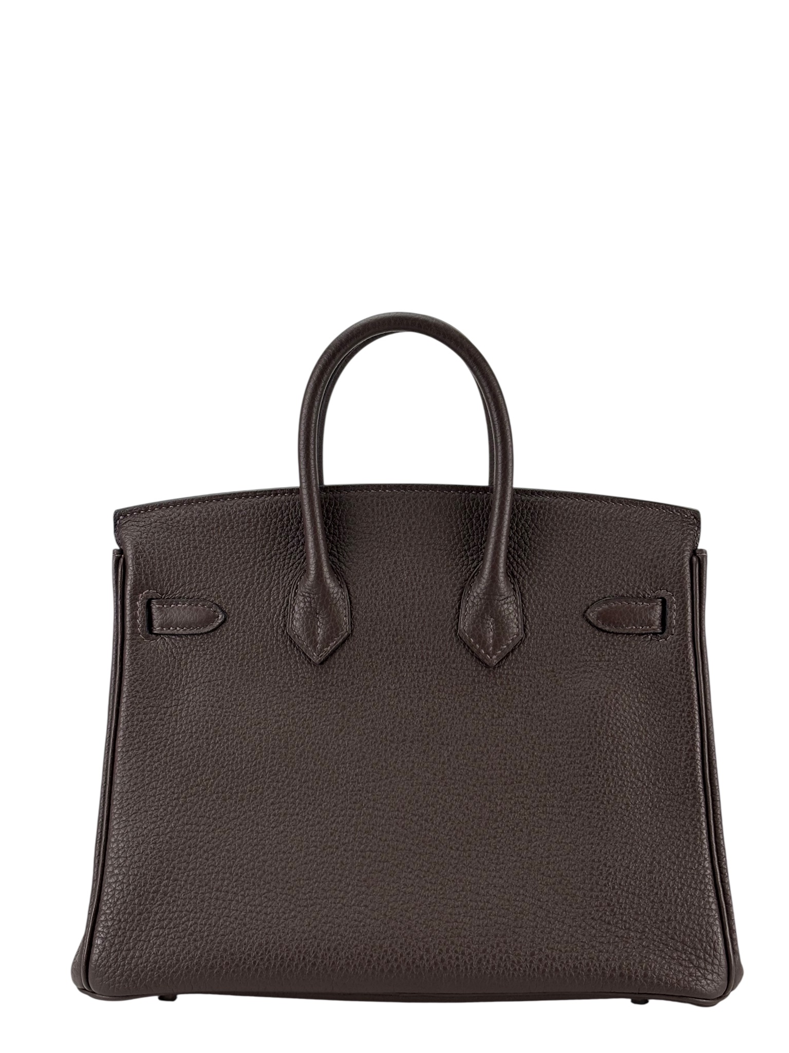 HERMES - Birkin 25 Chocolate Toffee Togo Palladium Hardware  