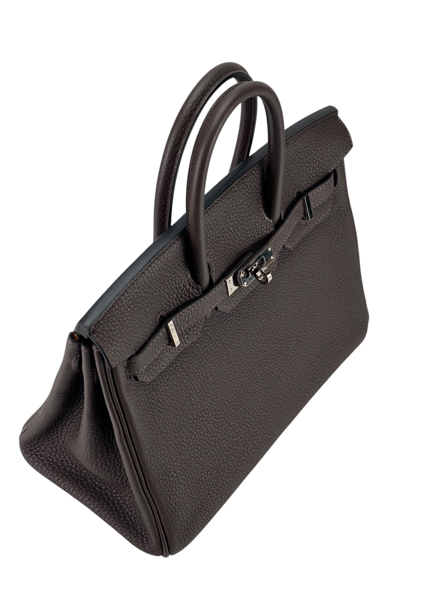 HERMES - Birkin 25 Chocolate Toffee Togo Palladium Hardware  