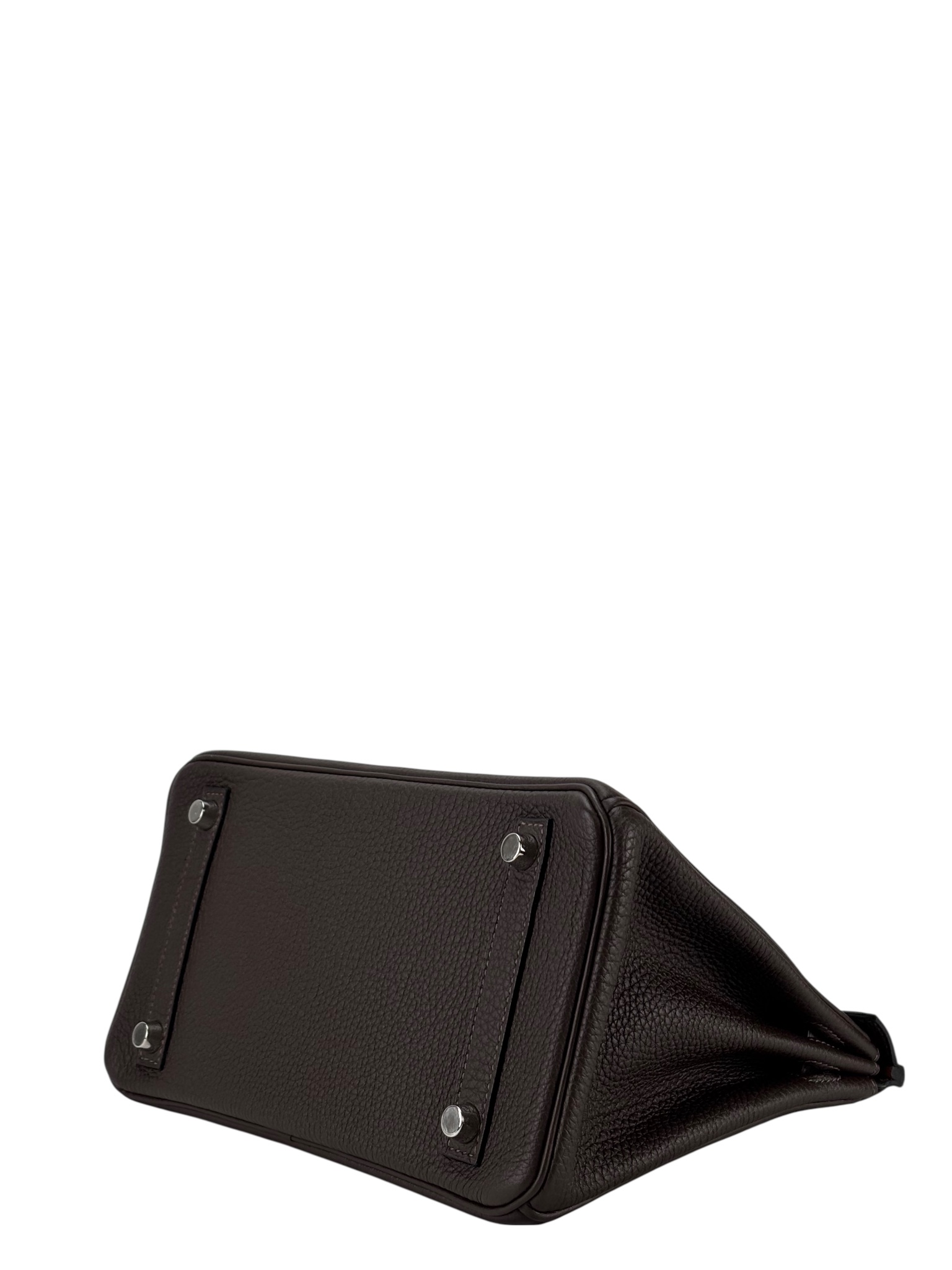 HERMES - Birkin 25 Chocolate Toffee Togo Palladium Hardware  