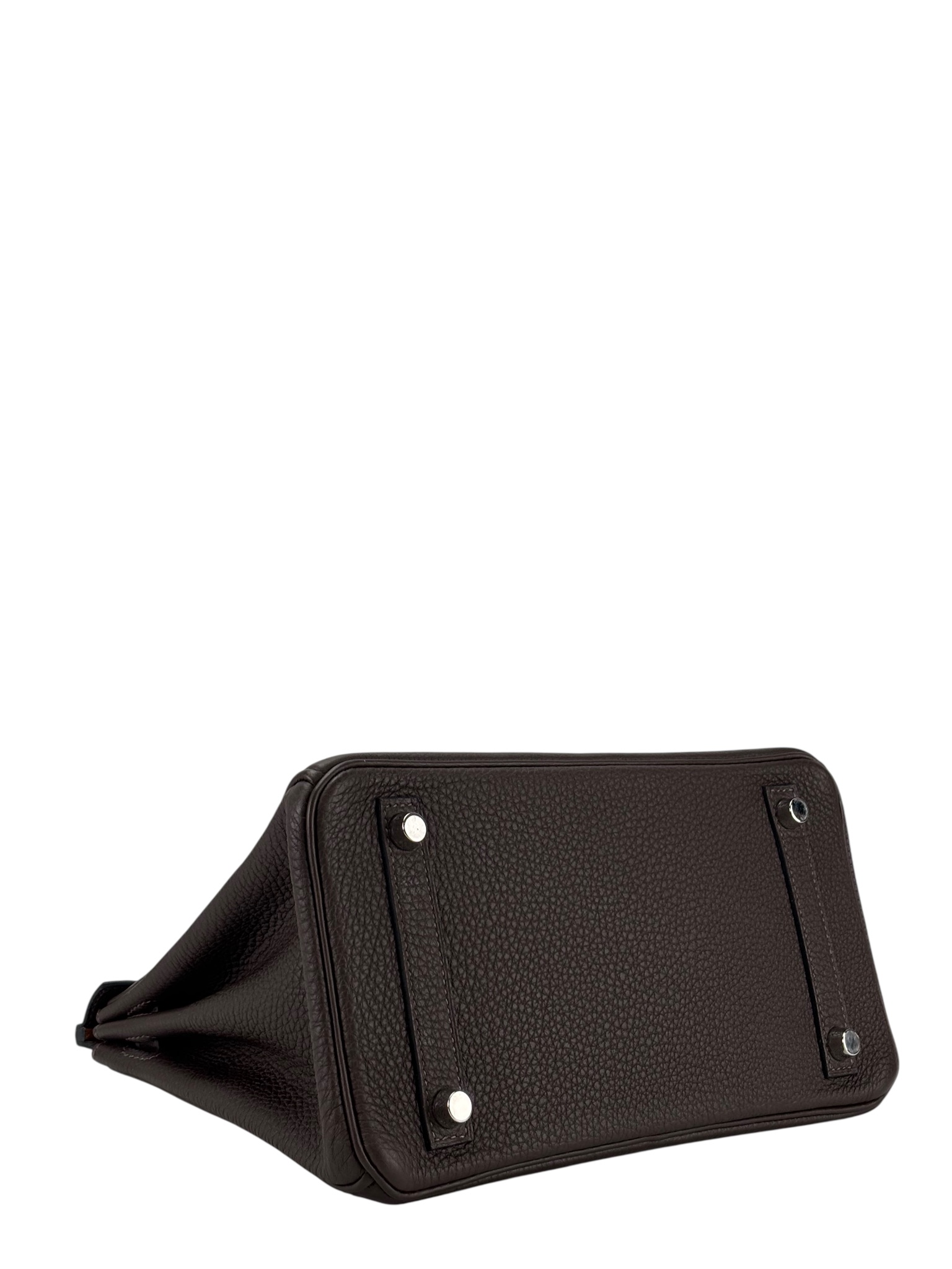 HERMES - Birkin 25 Chocolate Toffee Togo Palladium Hardware  