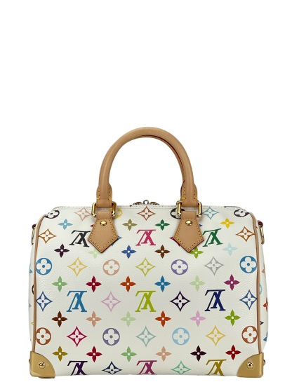 激レア♣︎MTV ×  レコードバッグ ホワイト コラボモデル 迷彩柄 LOUIS VUITTON - LV x TM Speedy 25 White Monogram Multicolor