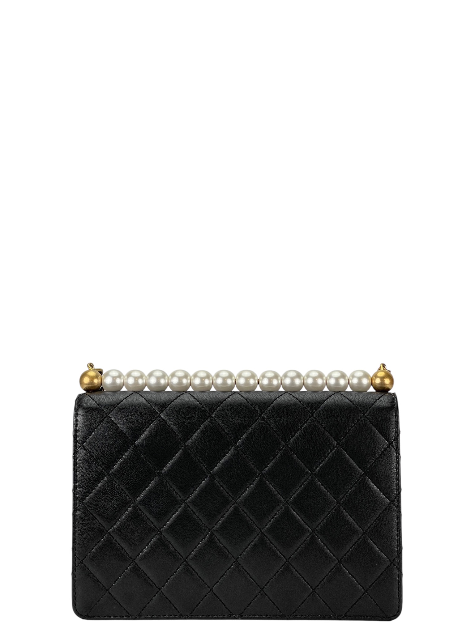 CHANEL - Goatskin Quilted Small Chic Pearls Flap Bag Black