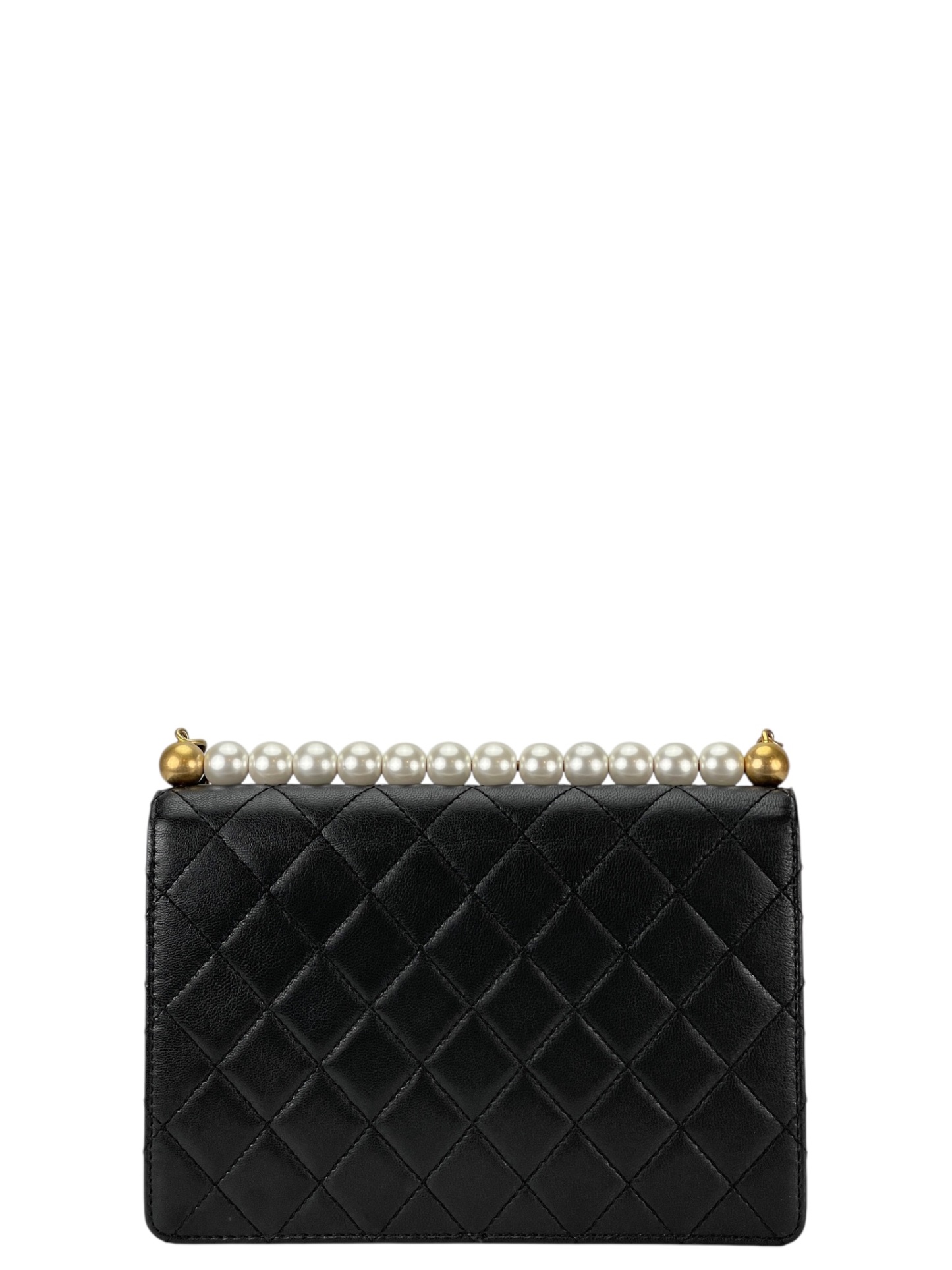 CHANEL - Goatskin Quilted Small Chic Pearls Flap Bag Black