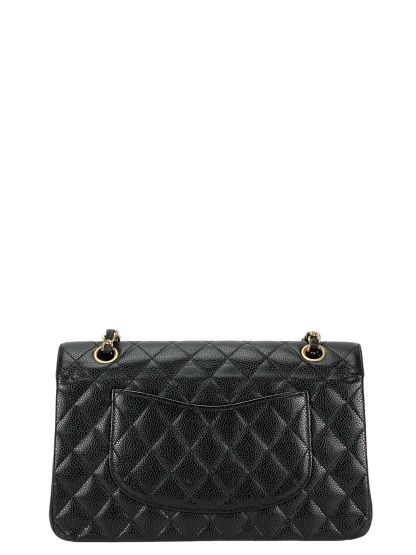 CHANEL - Medium Classic Double Flap Bag Black Calfskin Gold Hardware (CF25)