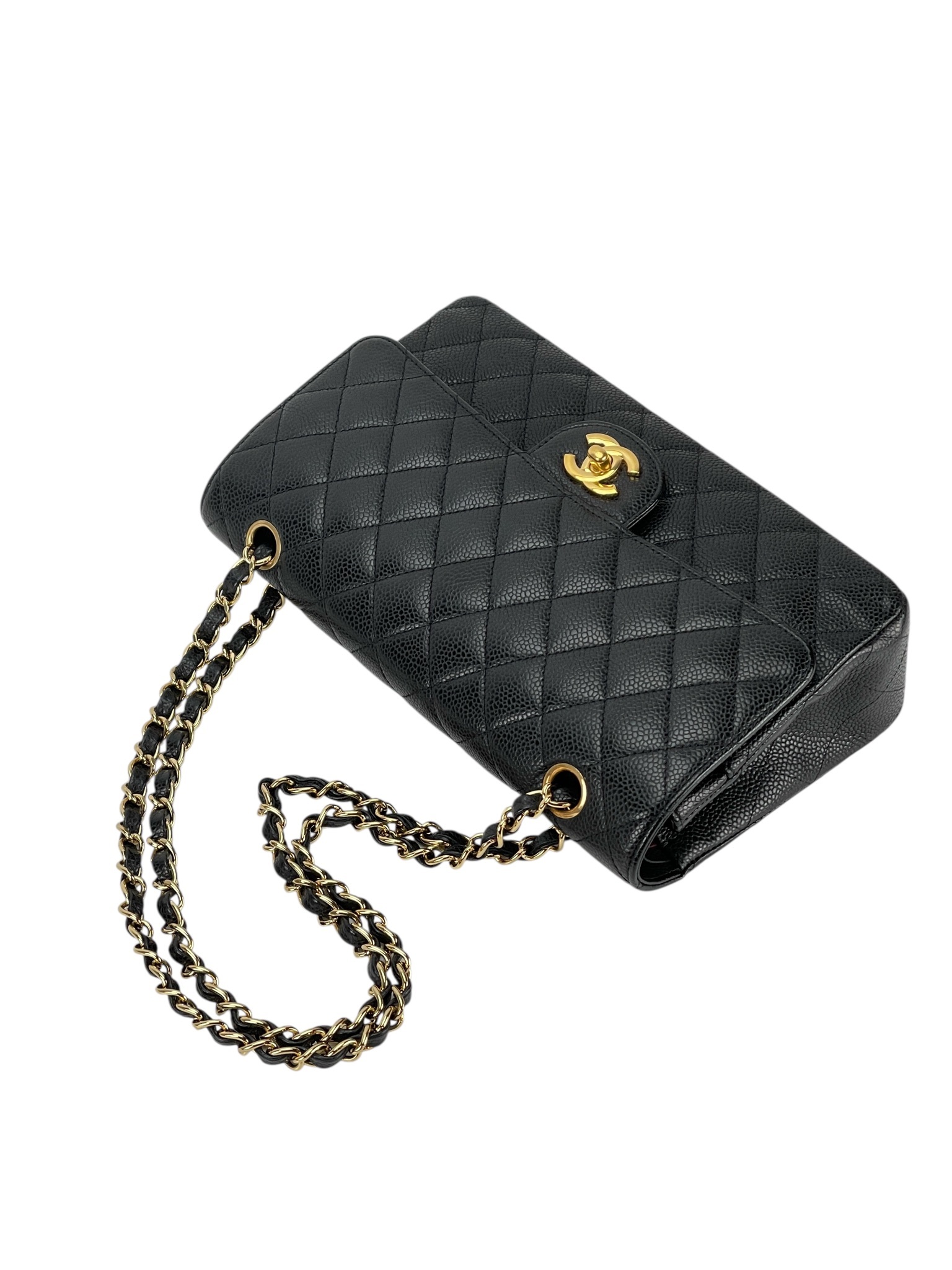 CHANEL - Medium Classic Double Flap Bag Black Calfskin Gold Hardware (CF25)