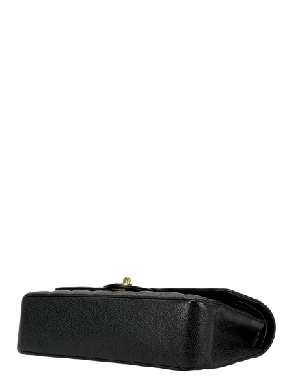 CHANEL - Medium Classic Double Flap Bag Black Calfskin Gold Hardware (CF25)