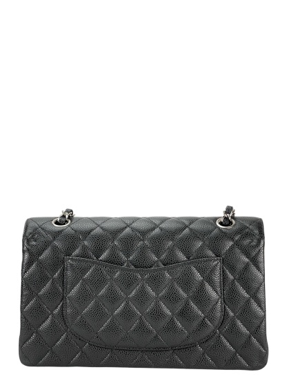 CHANEL - Medium Classic Double Flap Bag Black Caviar Sliver Hardware (CF25)