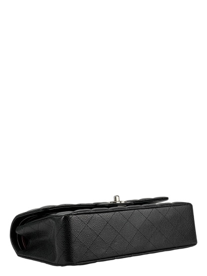 CHANEL - Medium Classic Double Flap Bag Black Caviar Sliver Hardware (CF25)