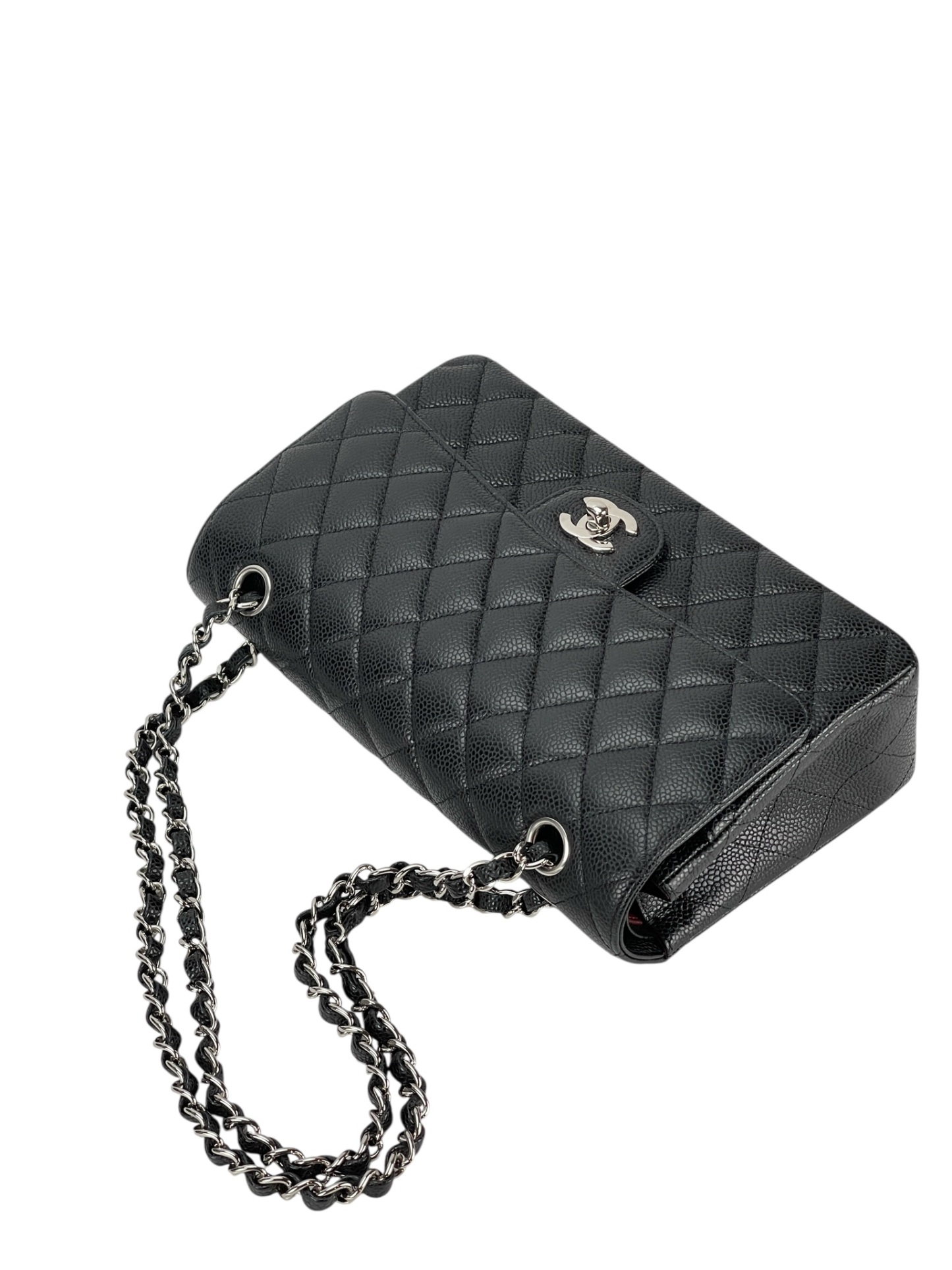 CHANEL - Medium Classic Double Flap Bag Black Caviar Sliver Hardware (CF25)