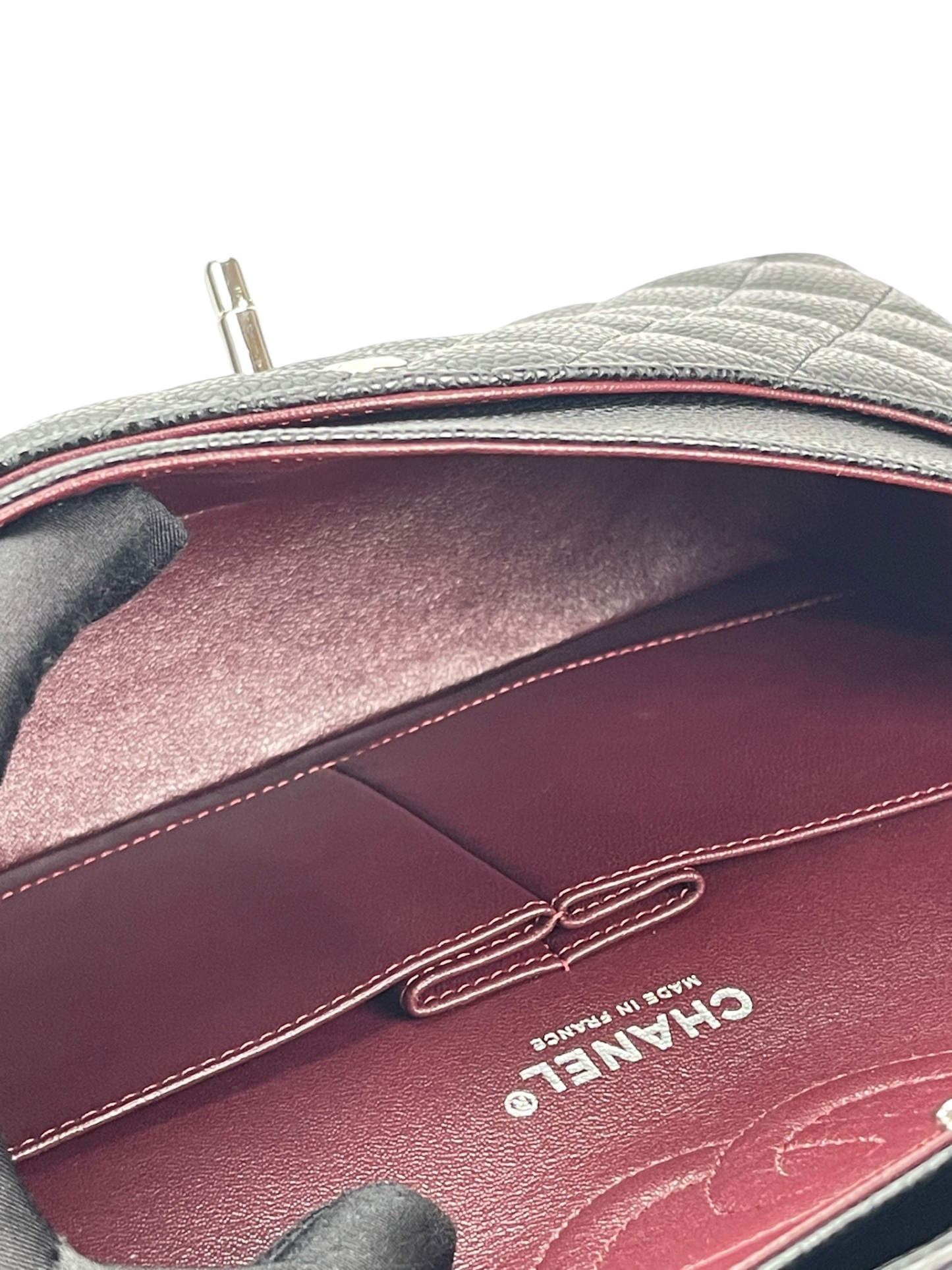 CHANEL - Medium Classic Double Flap Bag Black Caviar Sliver Hardware (CF25)