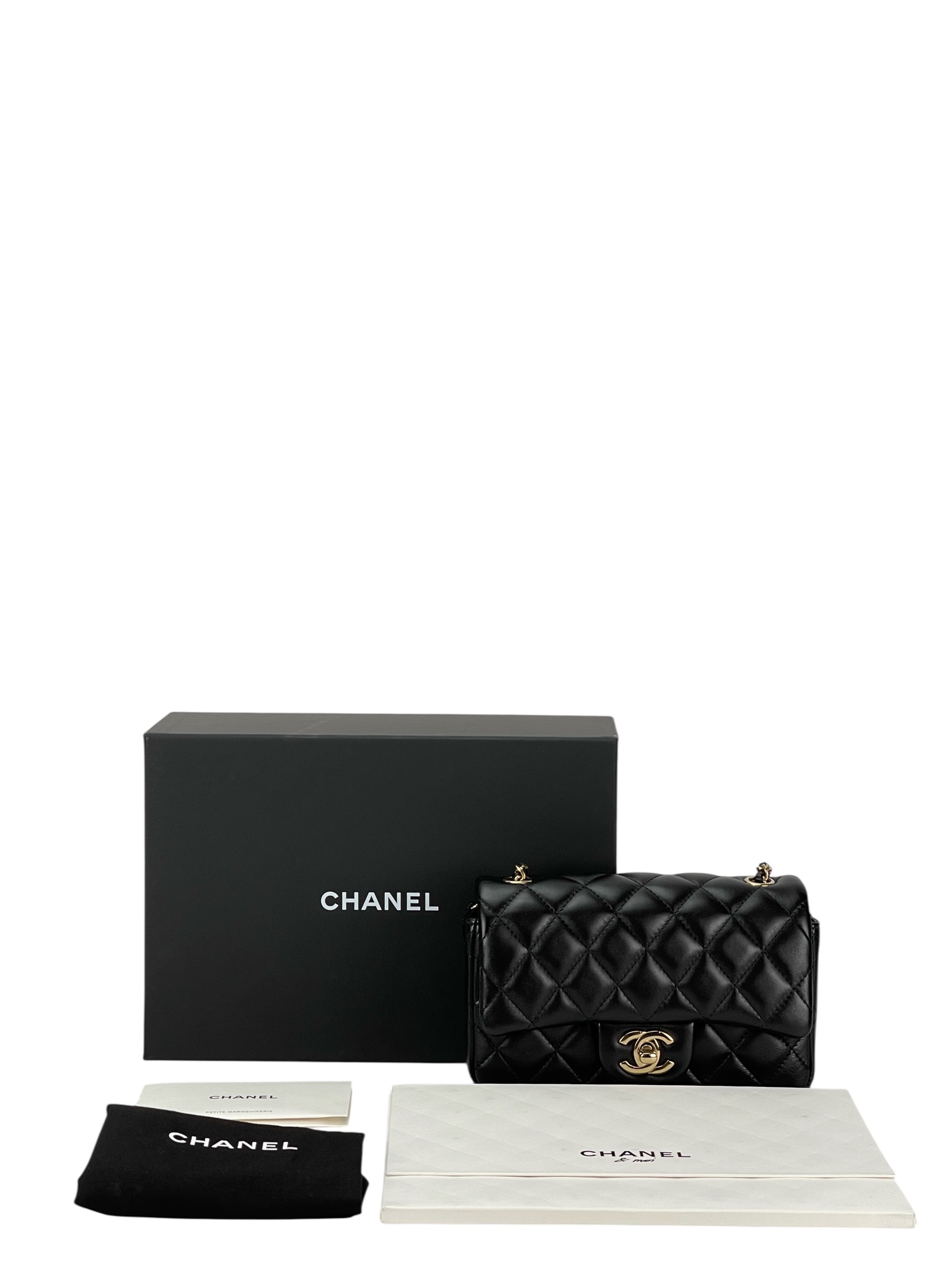 CHANEL - Mini Classic Flap Bag Gold Hardware Black Lambskin