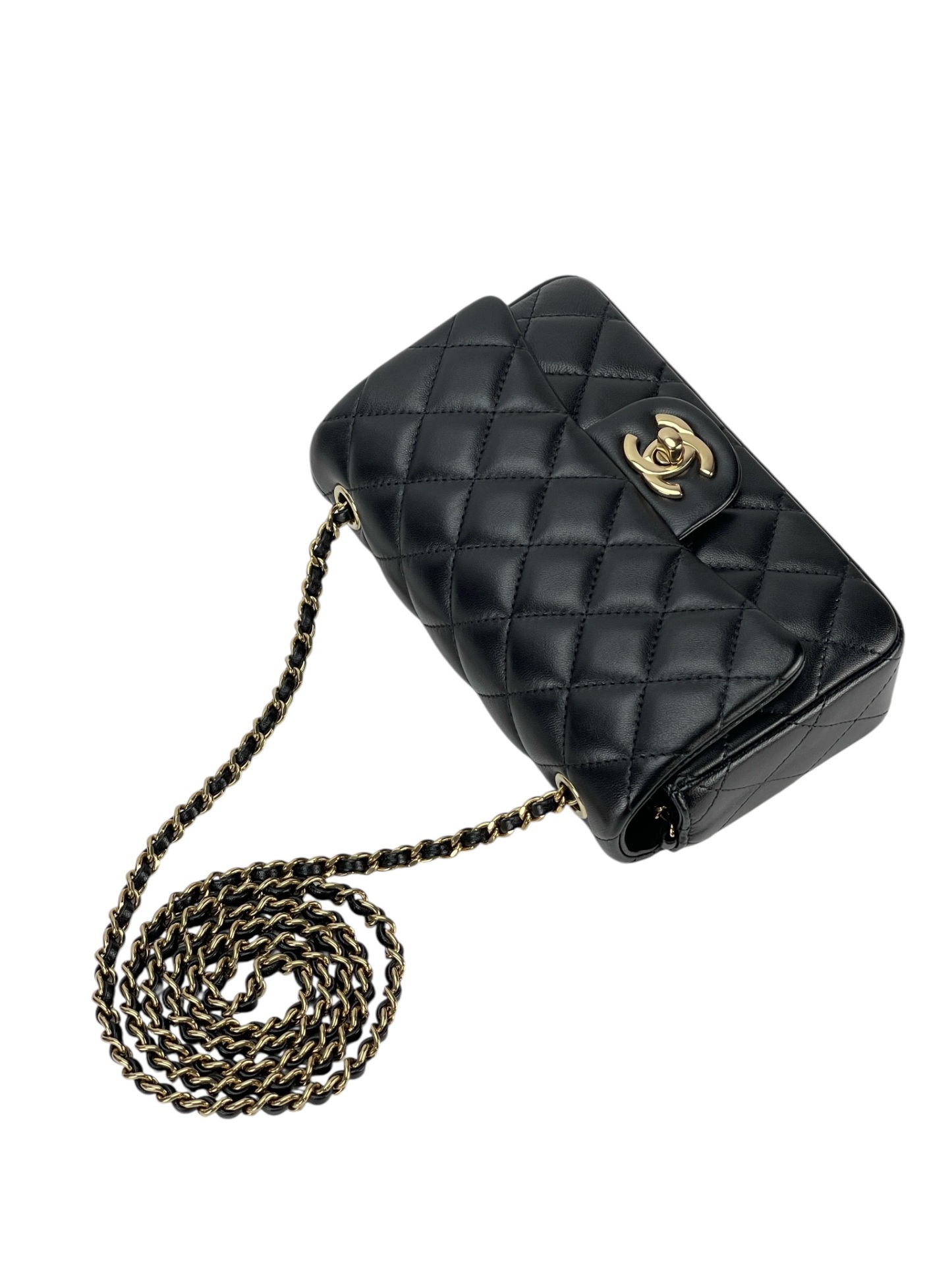 CHANEL - Mini Classic Flap Bag Gold Hardware Black Lambskin