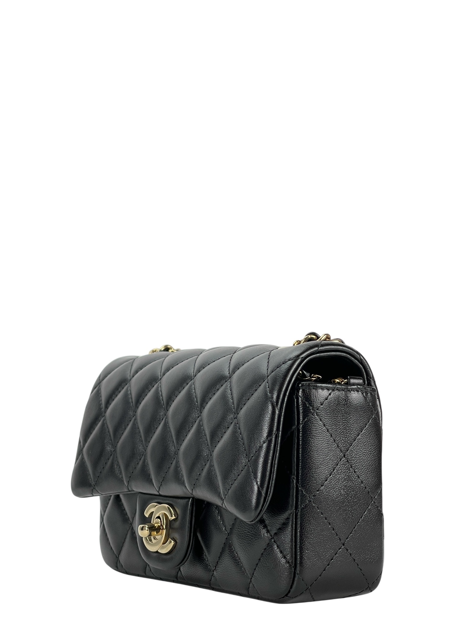 CHANEL - Mini Classic Flap Bag Gold Hardware Black Lambskin