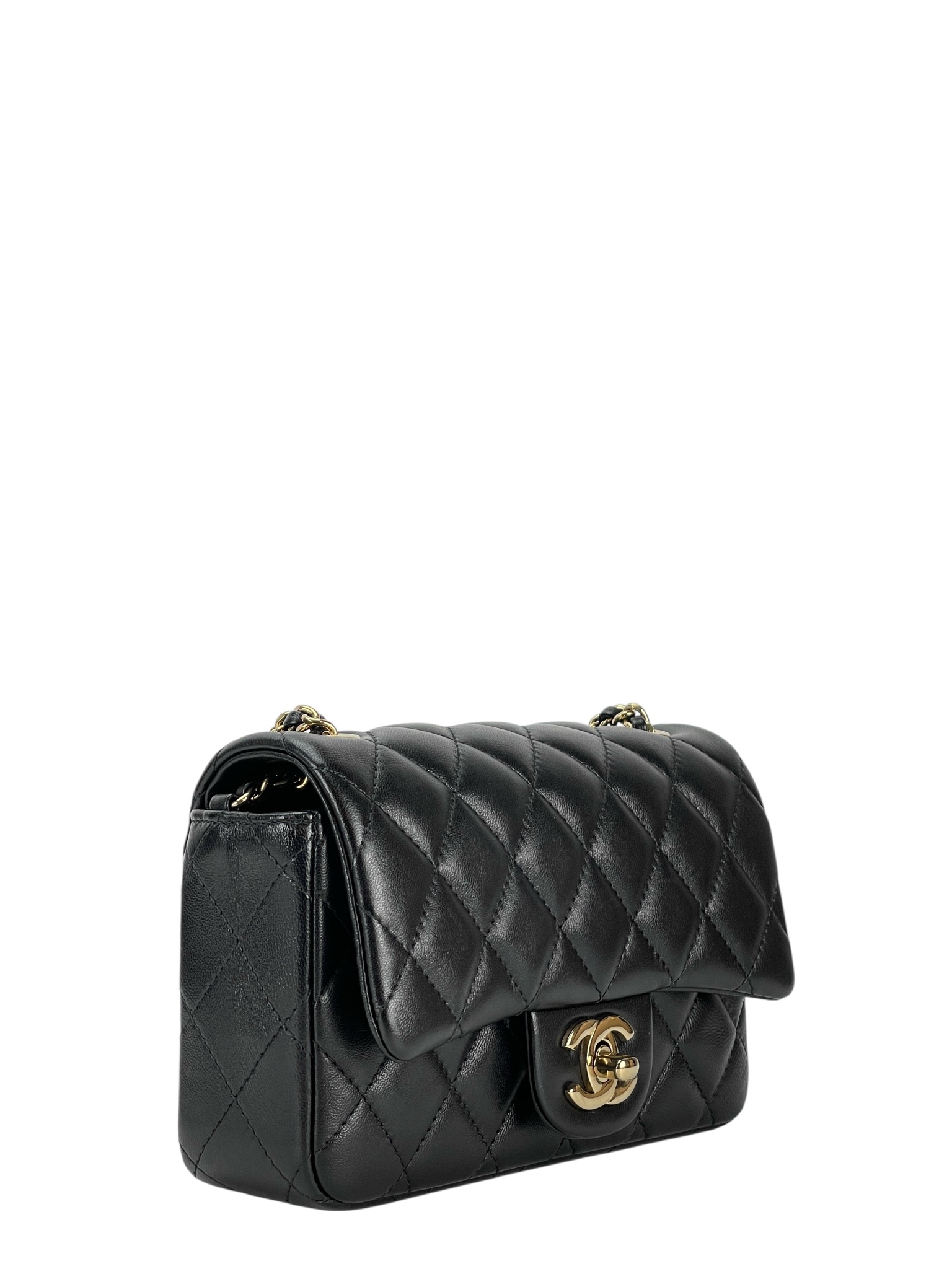CHANEL - Mini Classic Flap Bag Gold Hardware Black Lambskin