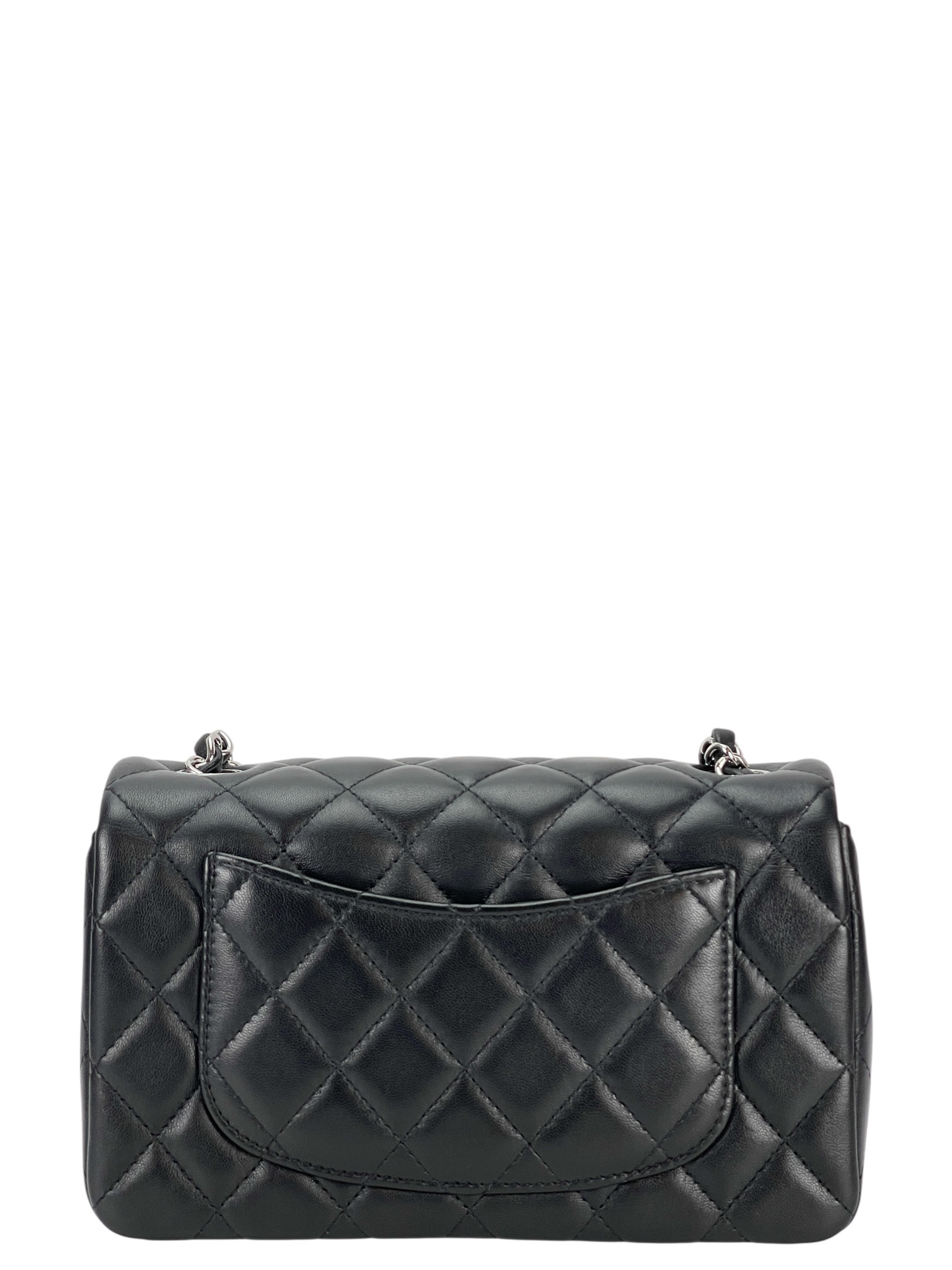 CHANEL - Mini Classic Flap Bag Sliver Hardware Black Lambskin