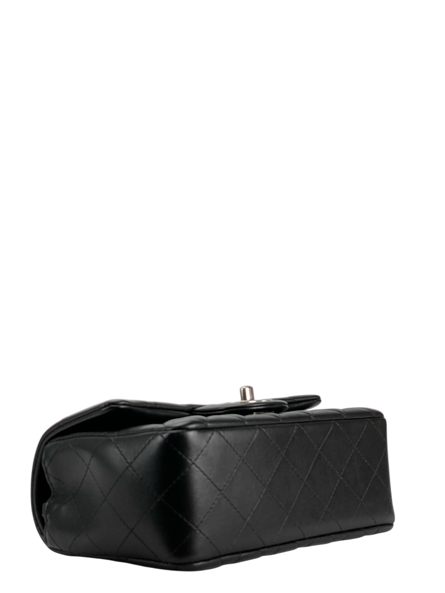 CHANEL - Mini Classic Flap Bag Sliver Hardware Black Lambskin