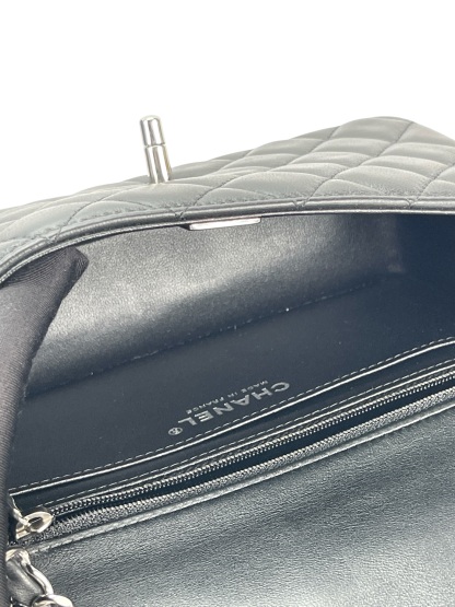CHANEL - Mini Classic Flap Bag Sliver Hardware Black Lambskin