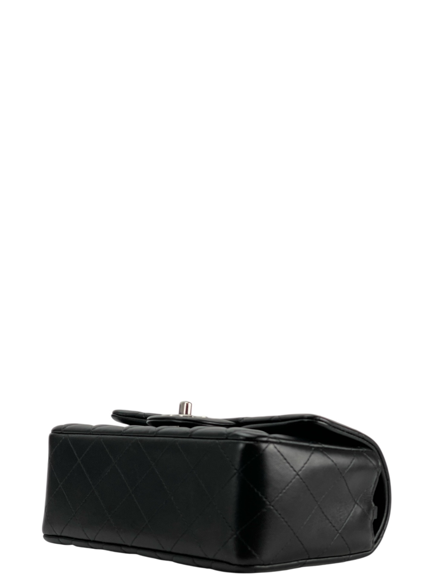 CHANEL - Mini Classic Flap Bag Sliver Hardware Black Lambskin