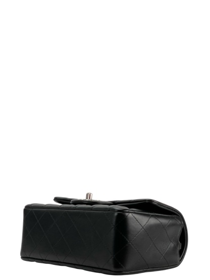 CHANEL - Mini Classic Flap Bag Sliver Hardware Black Lambskin
