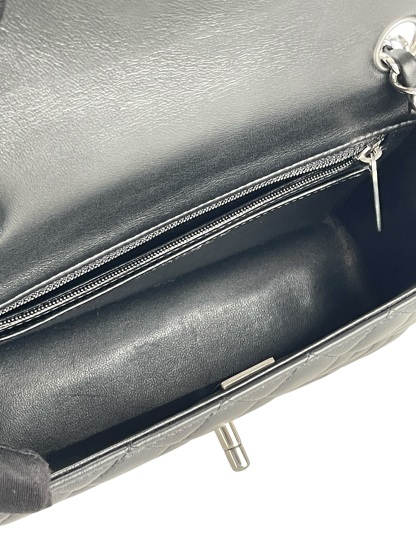CHANEL - Mini Classic Flap Bag Sliver Hardware Black Lambskin