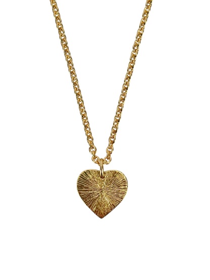 CHANEL - 26P Red Gold Heart CC Pendant Necklace