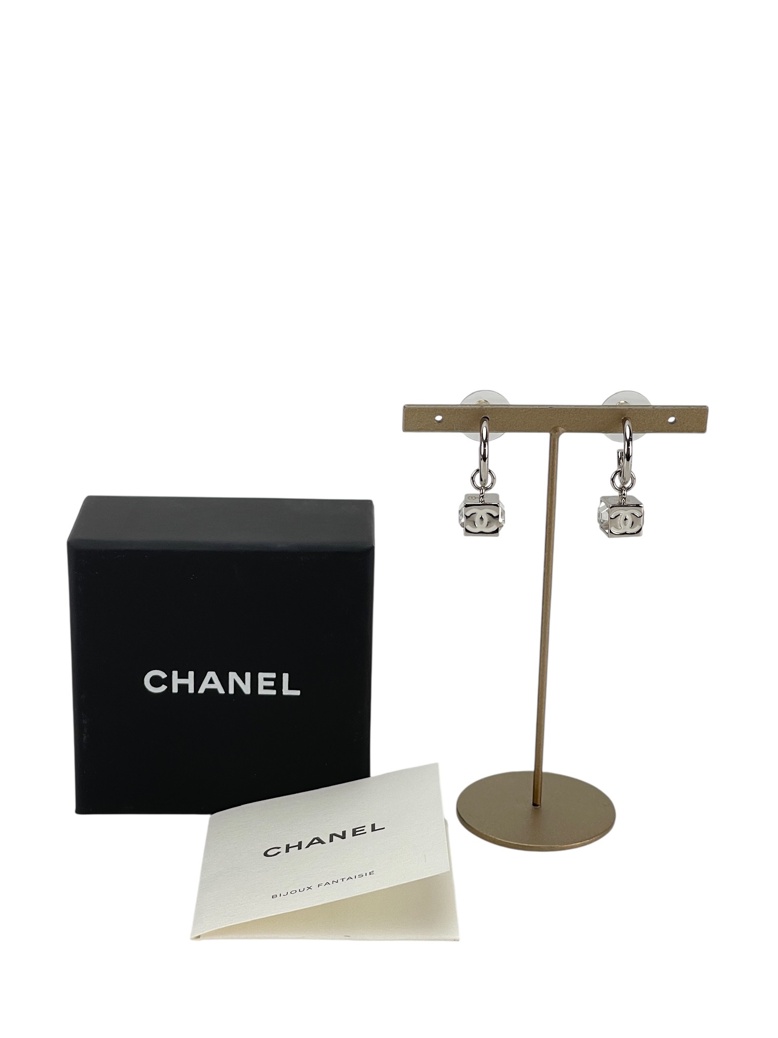 CHANEL - 25C Silver-tone Rhinestone Earrings