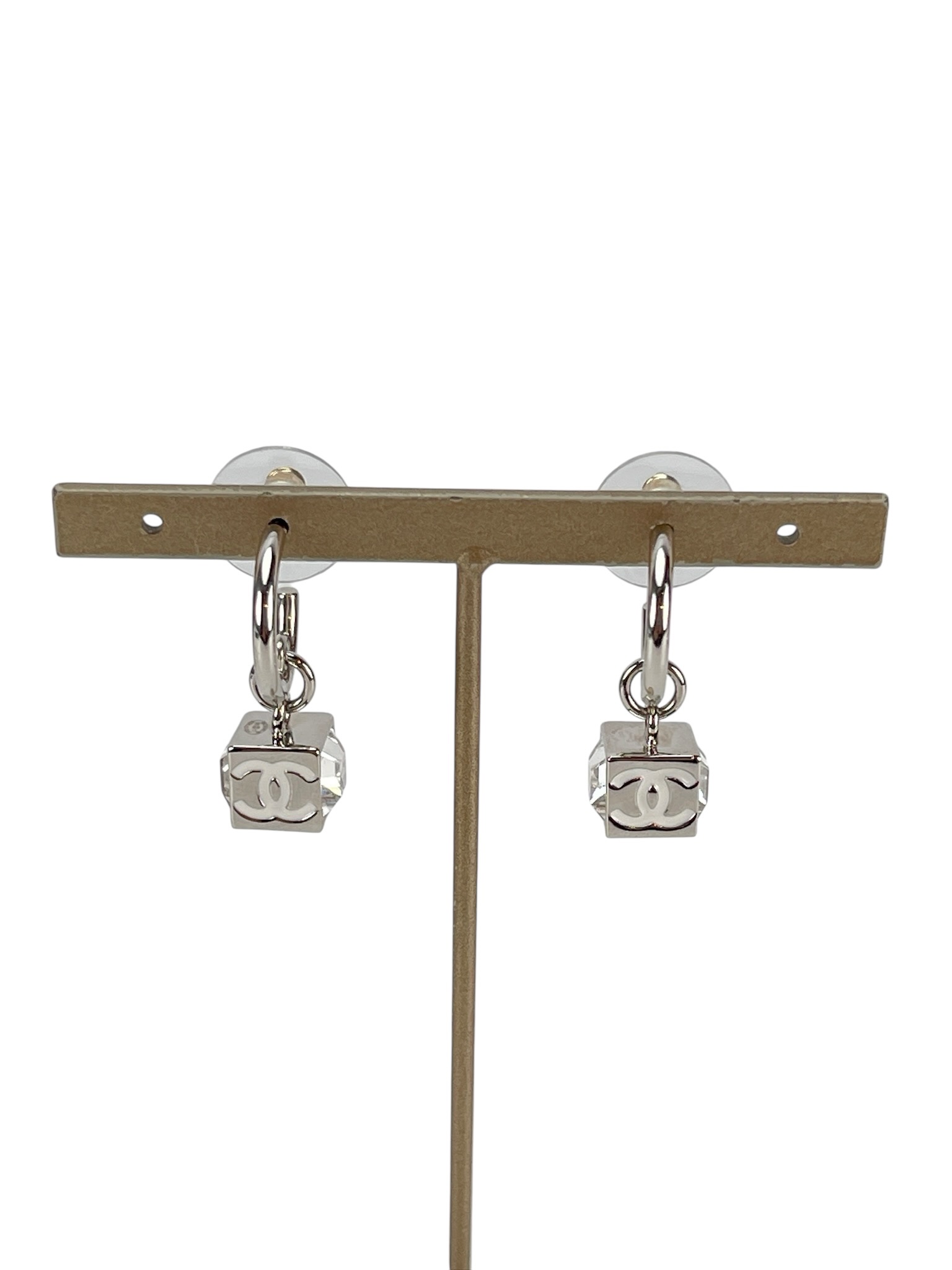 CHANEL - 25C Silver-tone Rhinestone Earrings