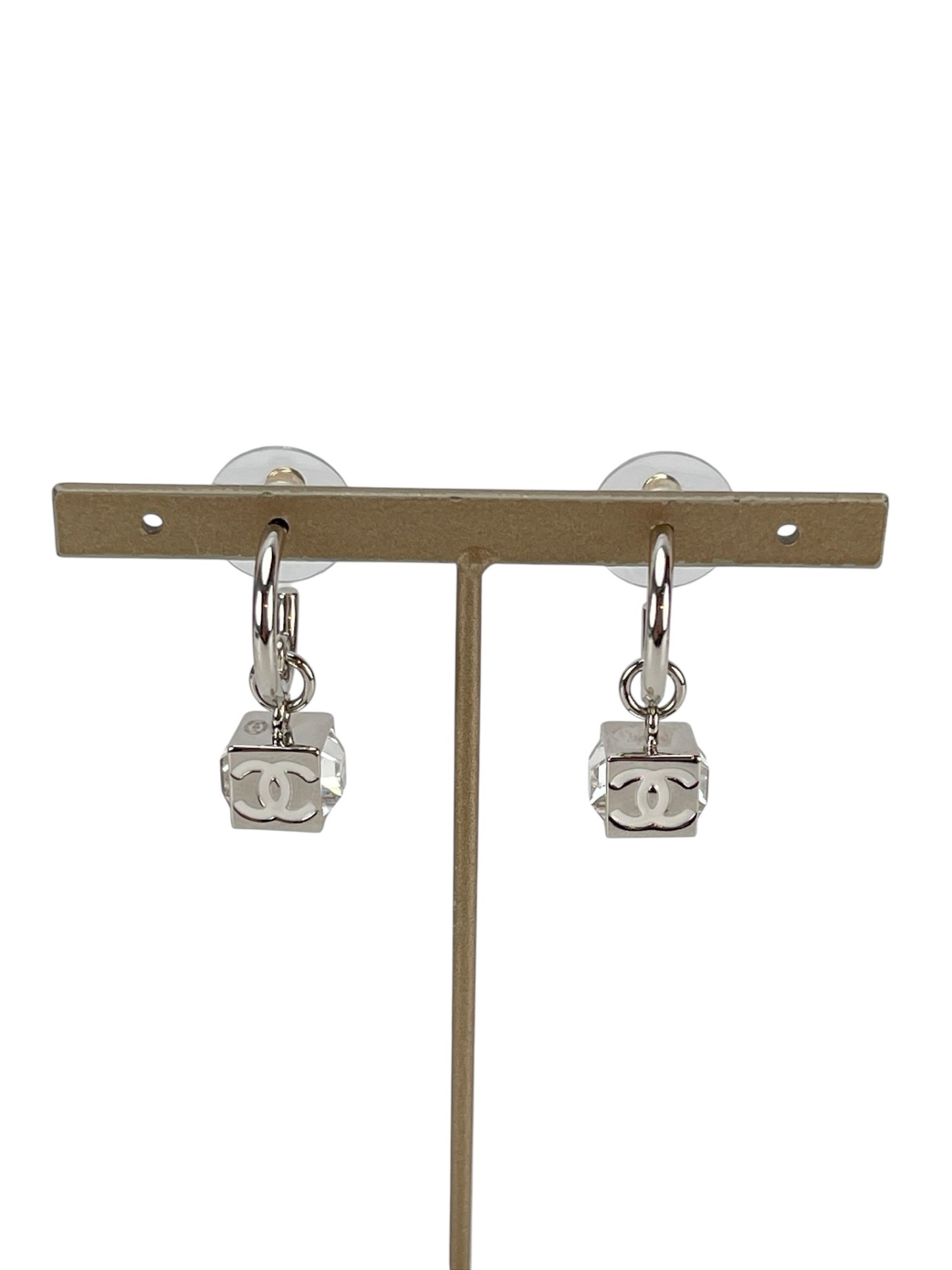 CHANEL - 25C Silver-tone Rhinestone Earrings