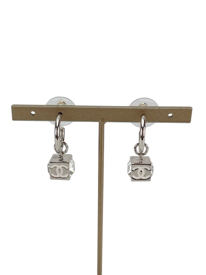 CHANEL - 25C Silver-tone Rhinestone Earrings