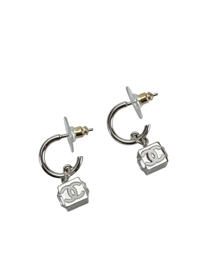 CHANEL - 25C Silver-tone Rhinestone Earrings