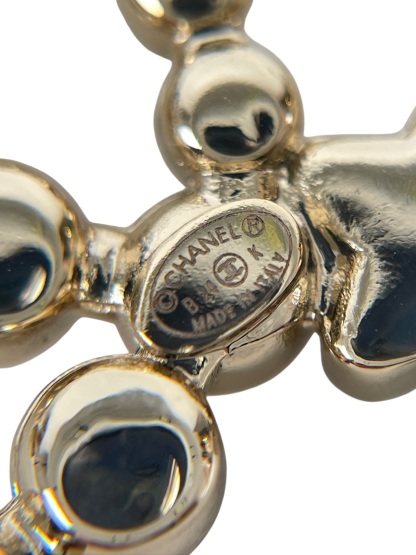 CHANEL - 24K Gold Rhinestone Star CC Logo Brooch