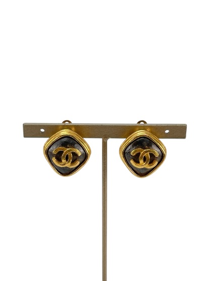 CHANEL - 97A Rhombus CC Logo Earrings