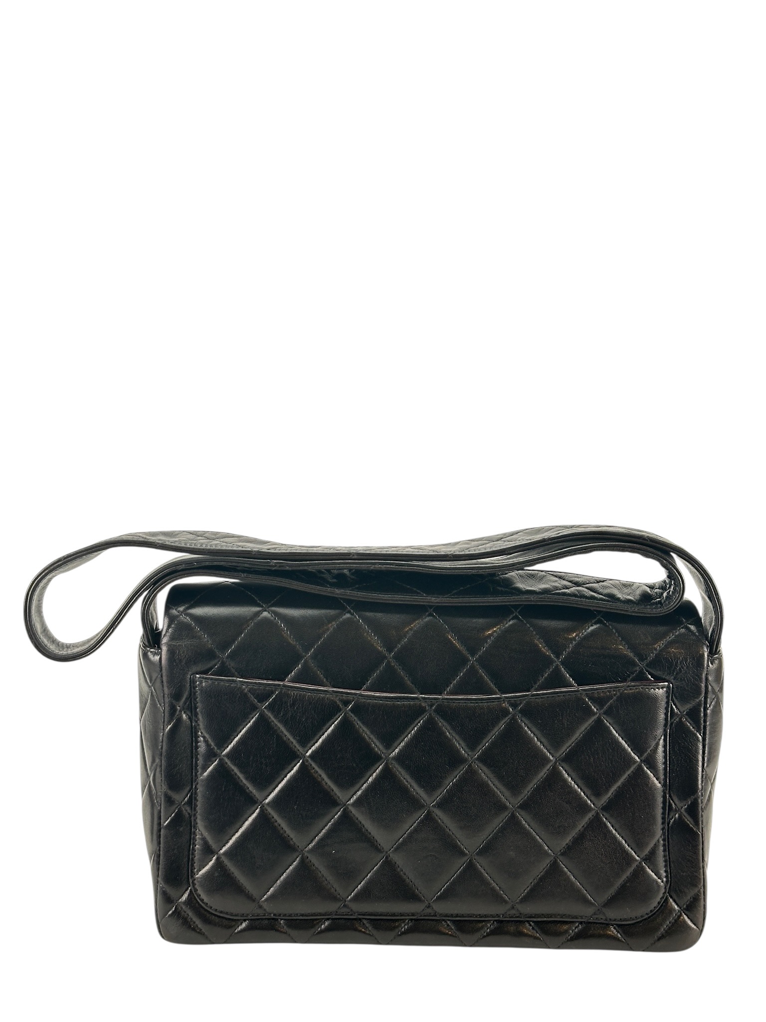 CHANEL - Flap Quilted Leather Shoulder Bag Black