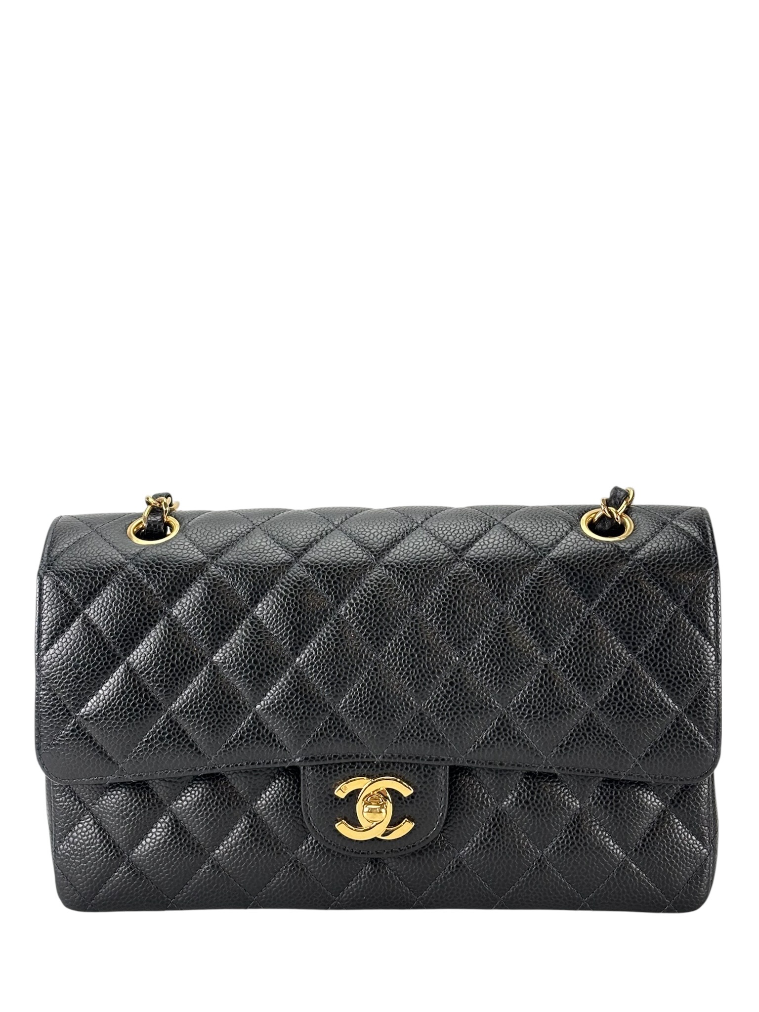 CHANEL - Medium Classic Double Flap Bag Black Caviar Gold Hardware (CF25)