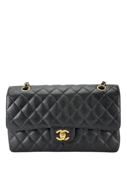 CHANEL - Medium Classic Double Flap Bag Black Caviar Gold Hardware (CF25)