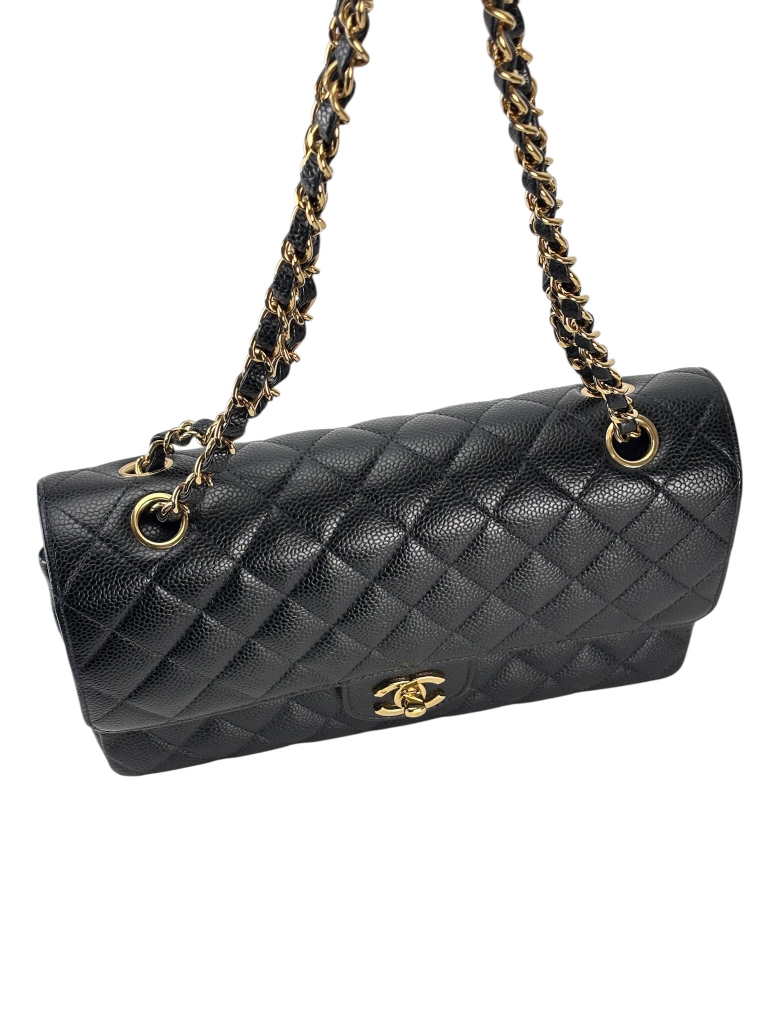 CHANEL - Medium Classic Double Flap Bag Black Caviar Gold Hardware (CF25)