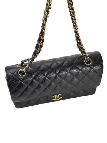 CHANEL - Medium Classic Double Flap Bag Black Caviar Gold Hardware (CF25)